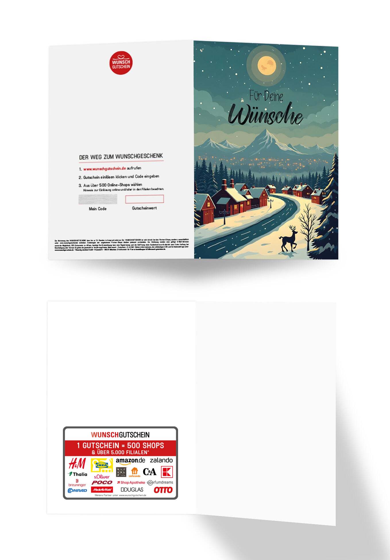 Wunschgutschein Für deine Wünsche - Winterstadt Rentier – Geschenkgutschein Ansicht 3