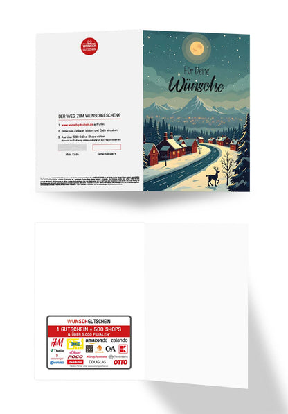 Wunschgutschein Für deine Wünsche - Winterstadt Rentier – Geschenkgutschein Ansicht 3