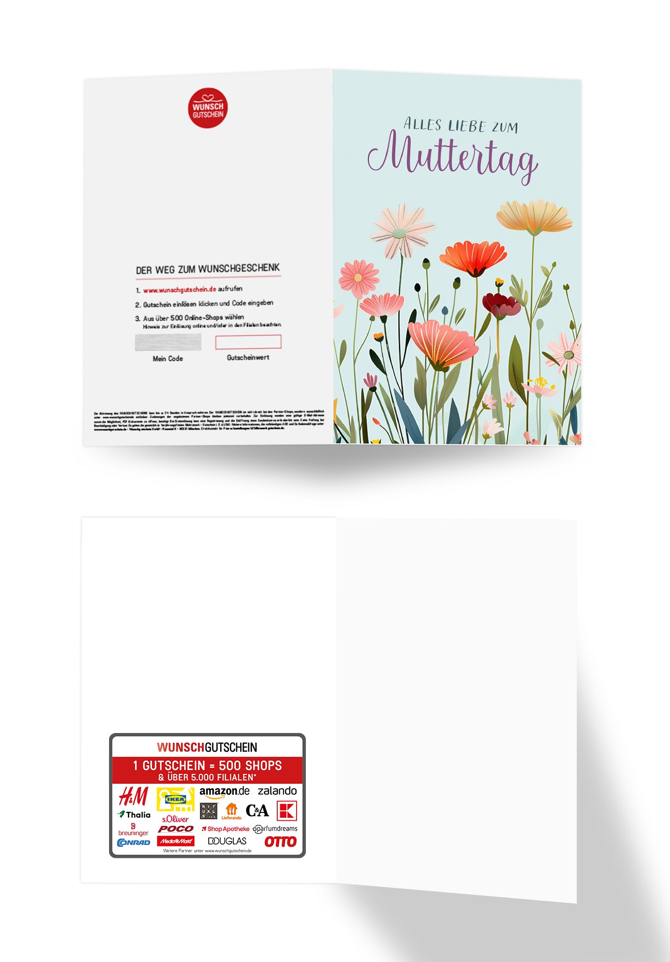 Wunschgutschein Alles Liebe zum Muttertag - Blumenwiese Blau PDF – Geschenkgutschein Ansicht 3