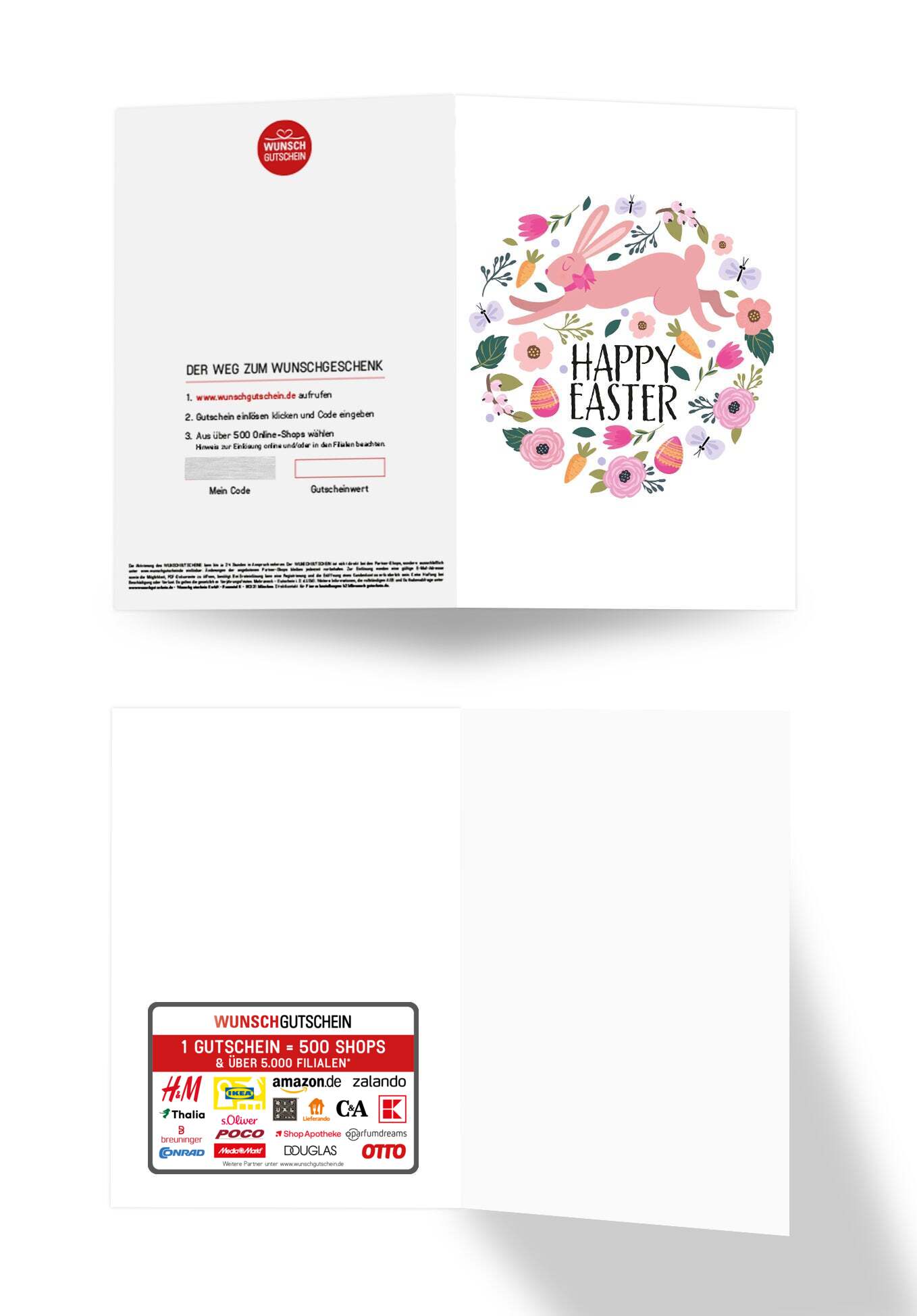 Wunschgutschein Happy Easter - Hase im Blumenkreis PDF – Geschenkgutschein Ansicht 3