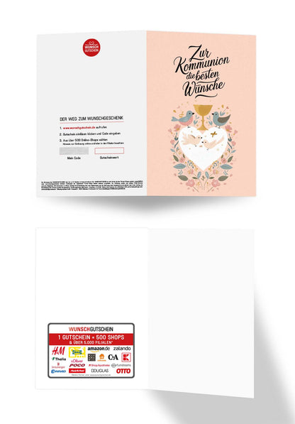 Wunschgutschein Zur Kommunion - Herz Vögel PDF – Geschenkgutschein Ansicht 3