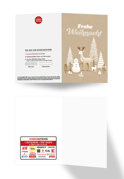 Wunschgutschein Frohe Weihnacht - Wald Beige PDF – Geschenkgutschein Ansicht 3