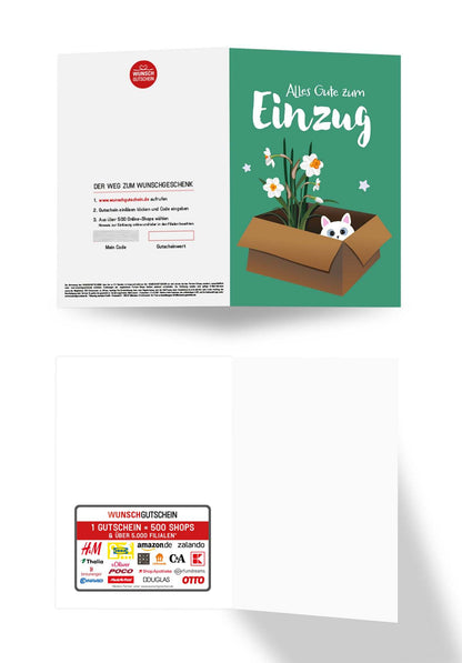 Wunschgutschein Alles Gute zum Einzug - Katze und Blume – Geschenkgutschein Ansicht 3