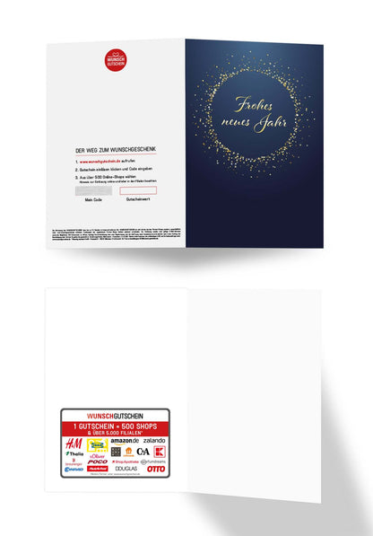 Wunschgutschein Frohes neues Jahr - Gold Blau PDF – Geschenkgutschein Ansicht 3