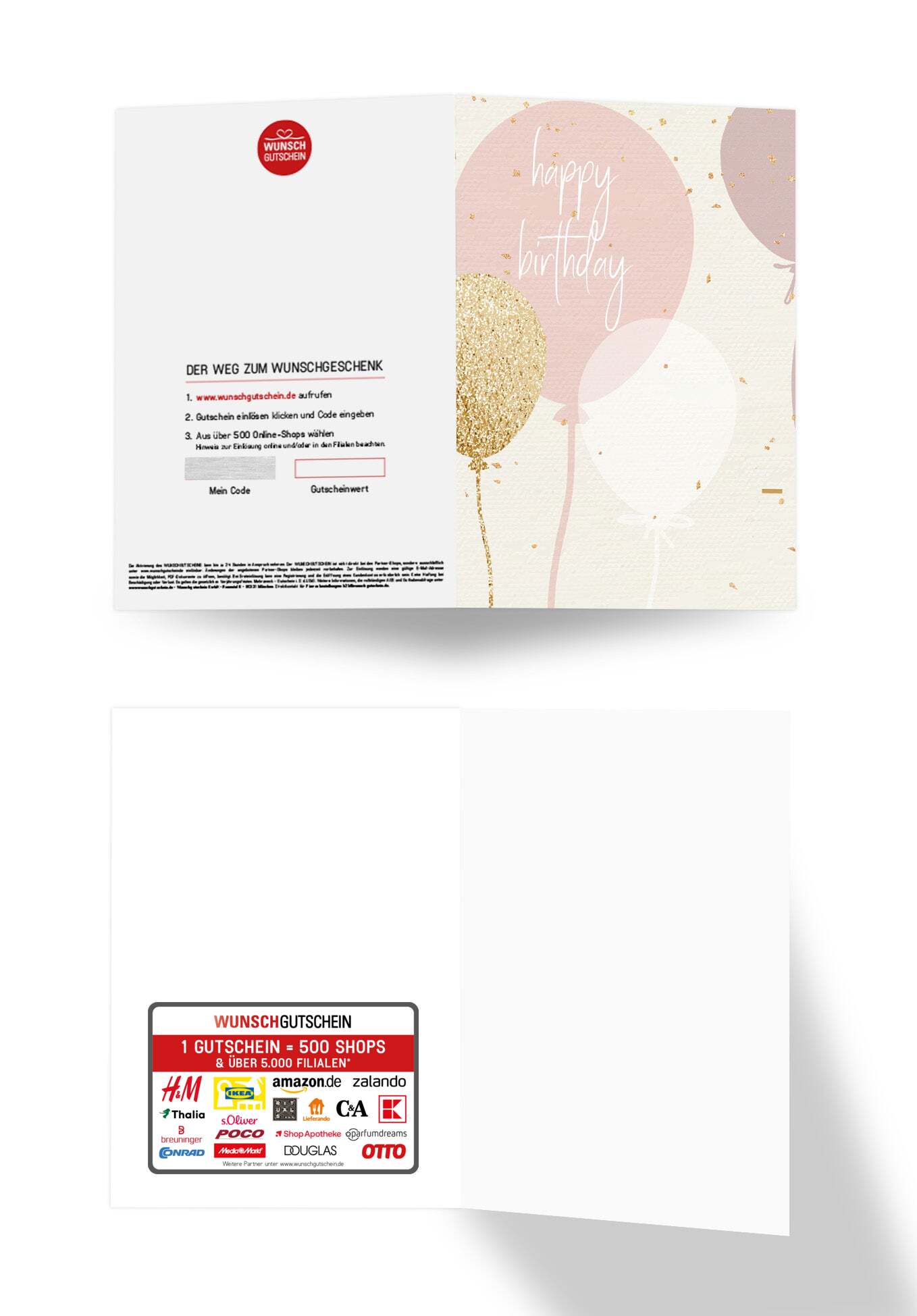Wunschgutschein Happy Birthday - Ballons Rosa – Geschenkgutschein Ansicht 3