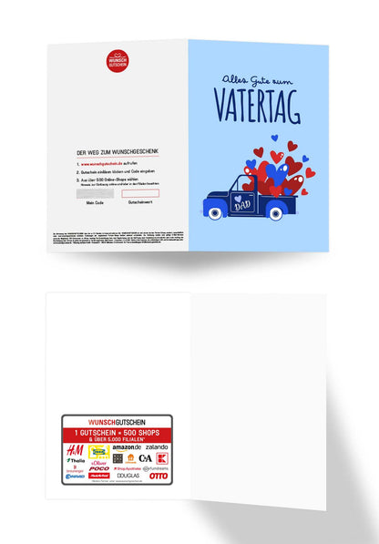 Wunschgutschein Alles Gute zum Vatertag - Laster Herzen Blau PDF – Geschenkgutschein Ansicht 3