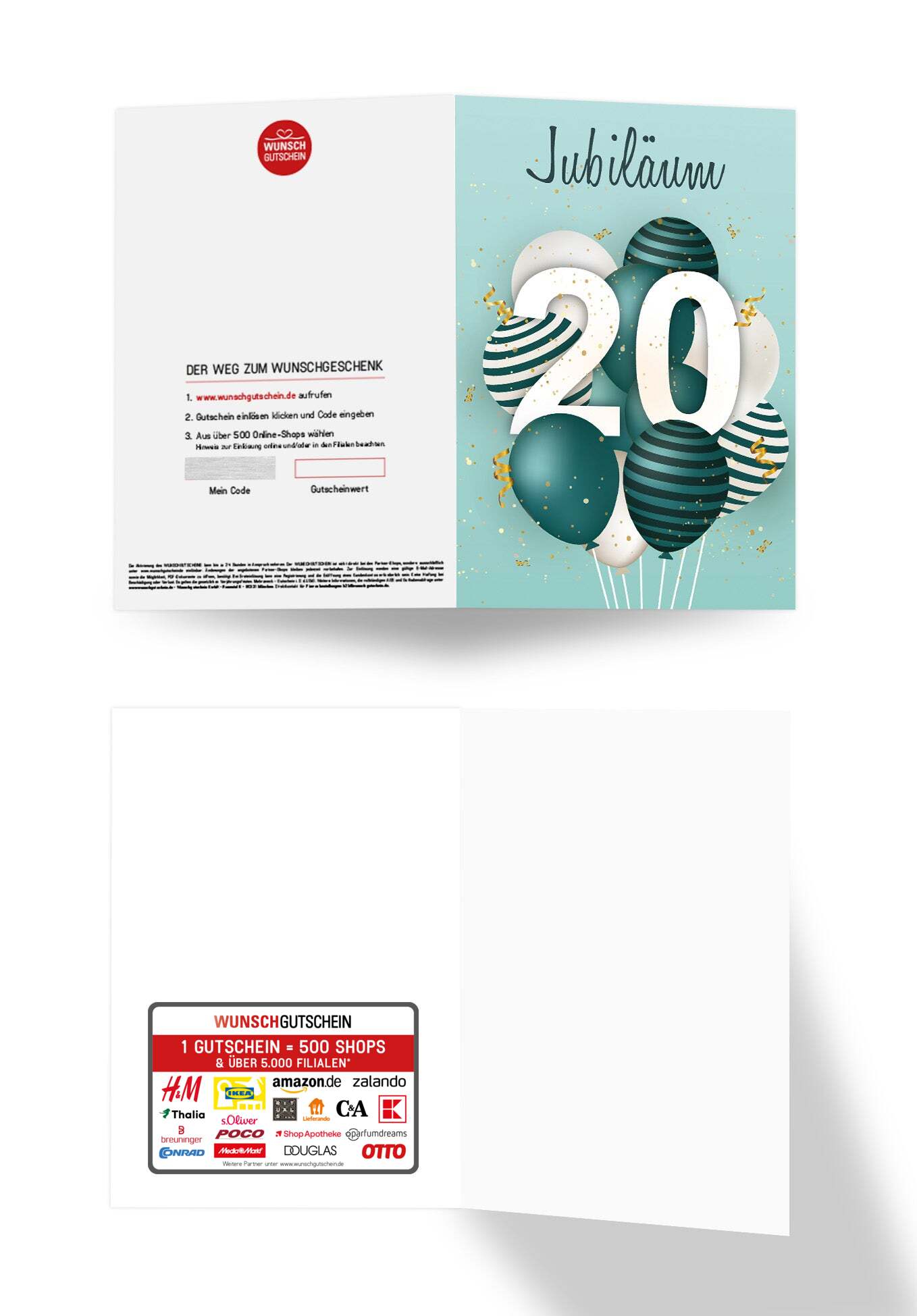 Wunschgutschein 20 Jahre Jubiläum - Ballons Grün – Geschenkgutschein Ansicht 3