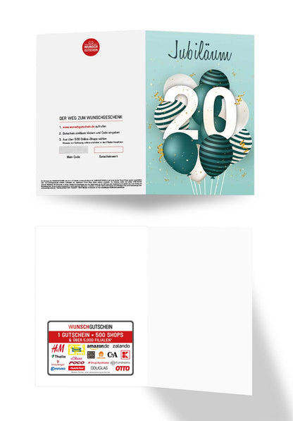 Wunschgutschein 20 Jahre Jubiläum - Ballons Grün – Geschenkgutschein Ansicht 3