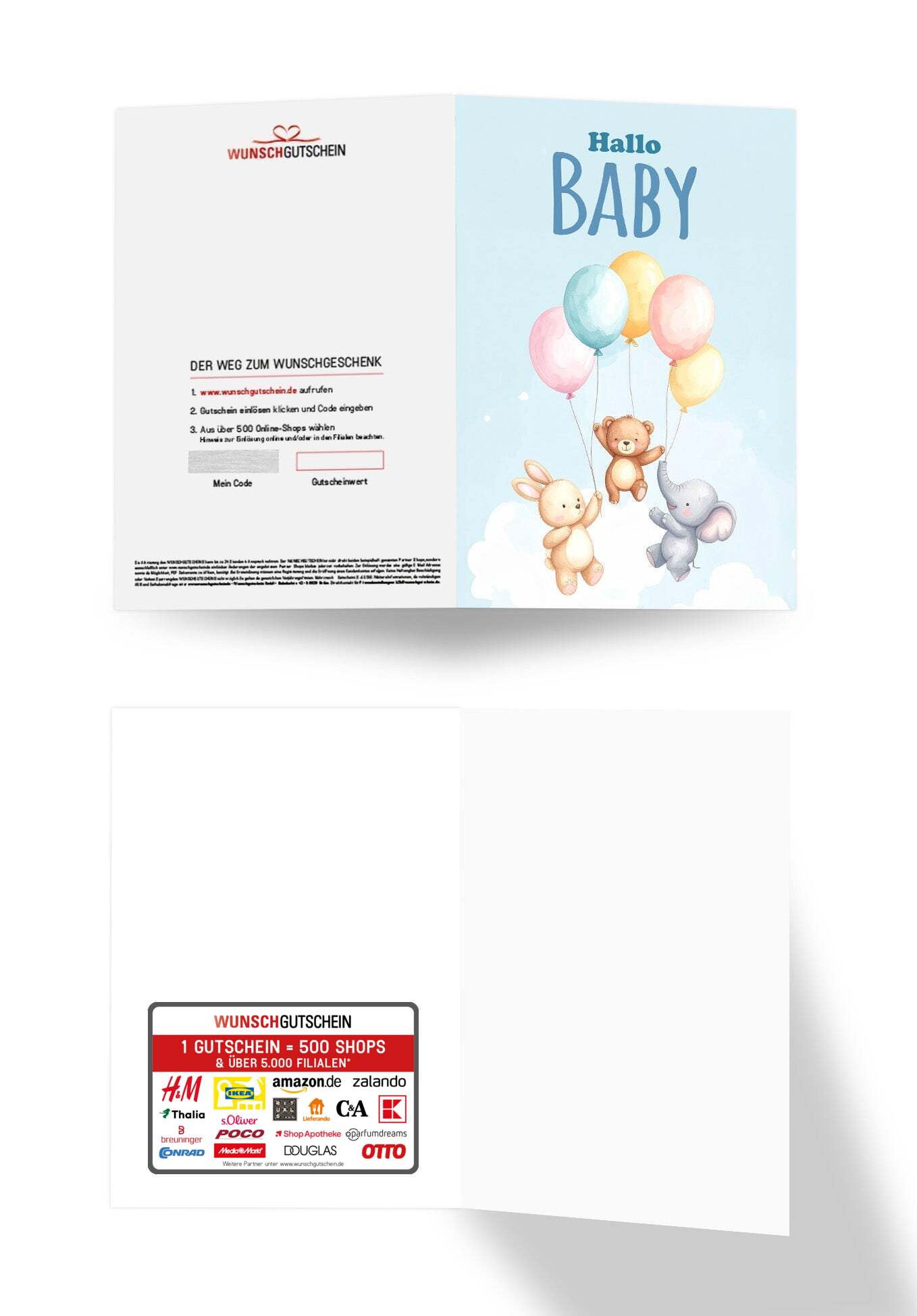 Wunschgutschein Hallo Baby - Ballons Tiere PDF – Geschenkgutschein Ansicht 3