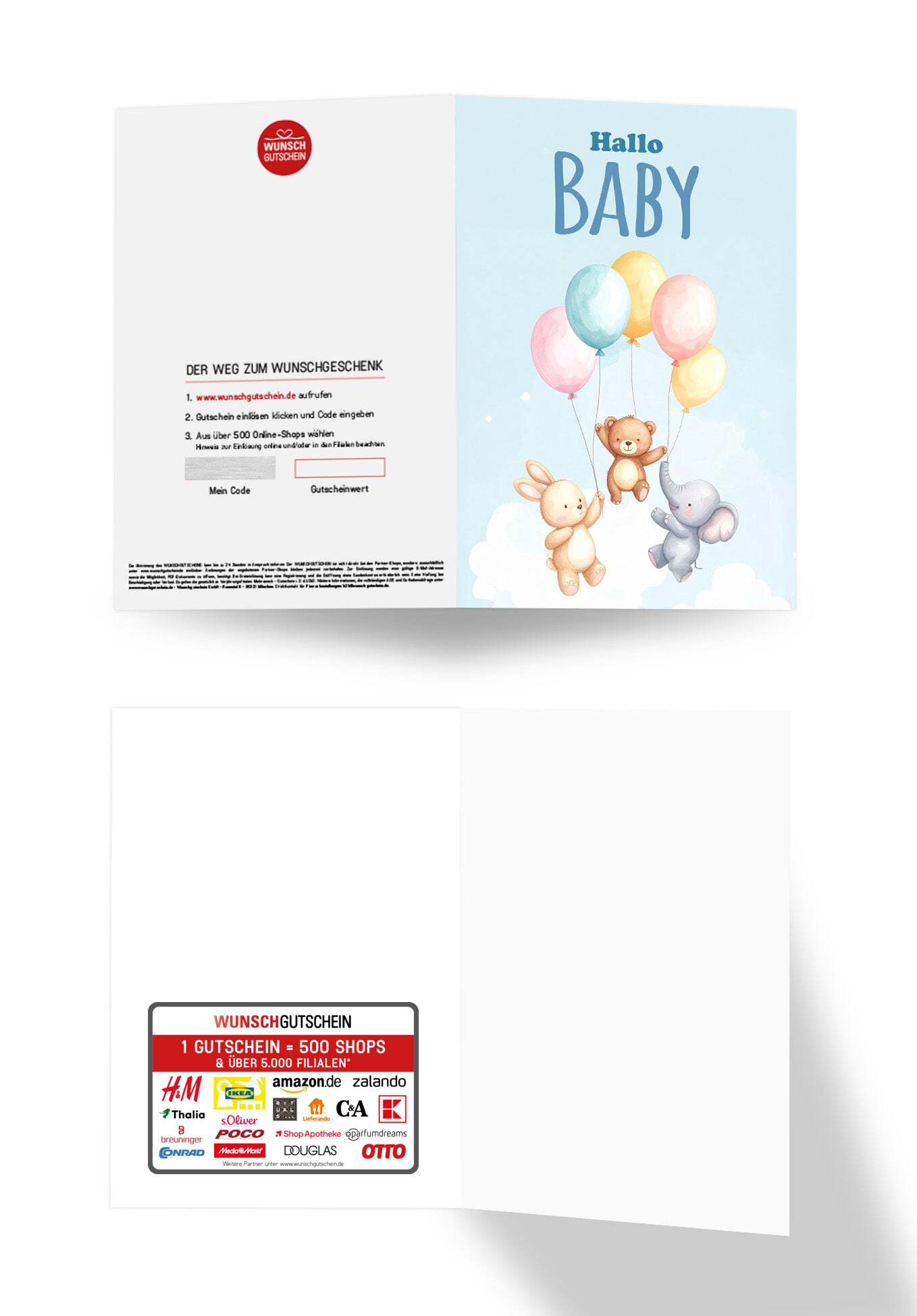Wunschgutschein Hallo Baby - Ballons Tiere – Geschenkgutschein Ansicht 3