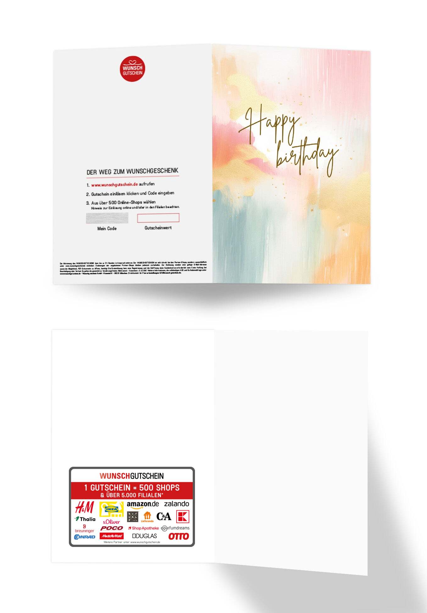 Wunschgutschein Happy Birthday - Aquarell bunt – Geschenkgutschein Ansicht 3