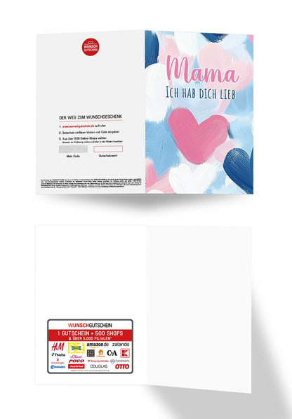 Wunschgutschein Mama hab dich lieb - Herzmuster Gemalt – Geschenkgutschein Ansicht 3