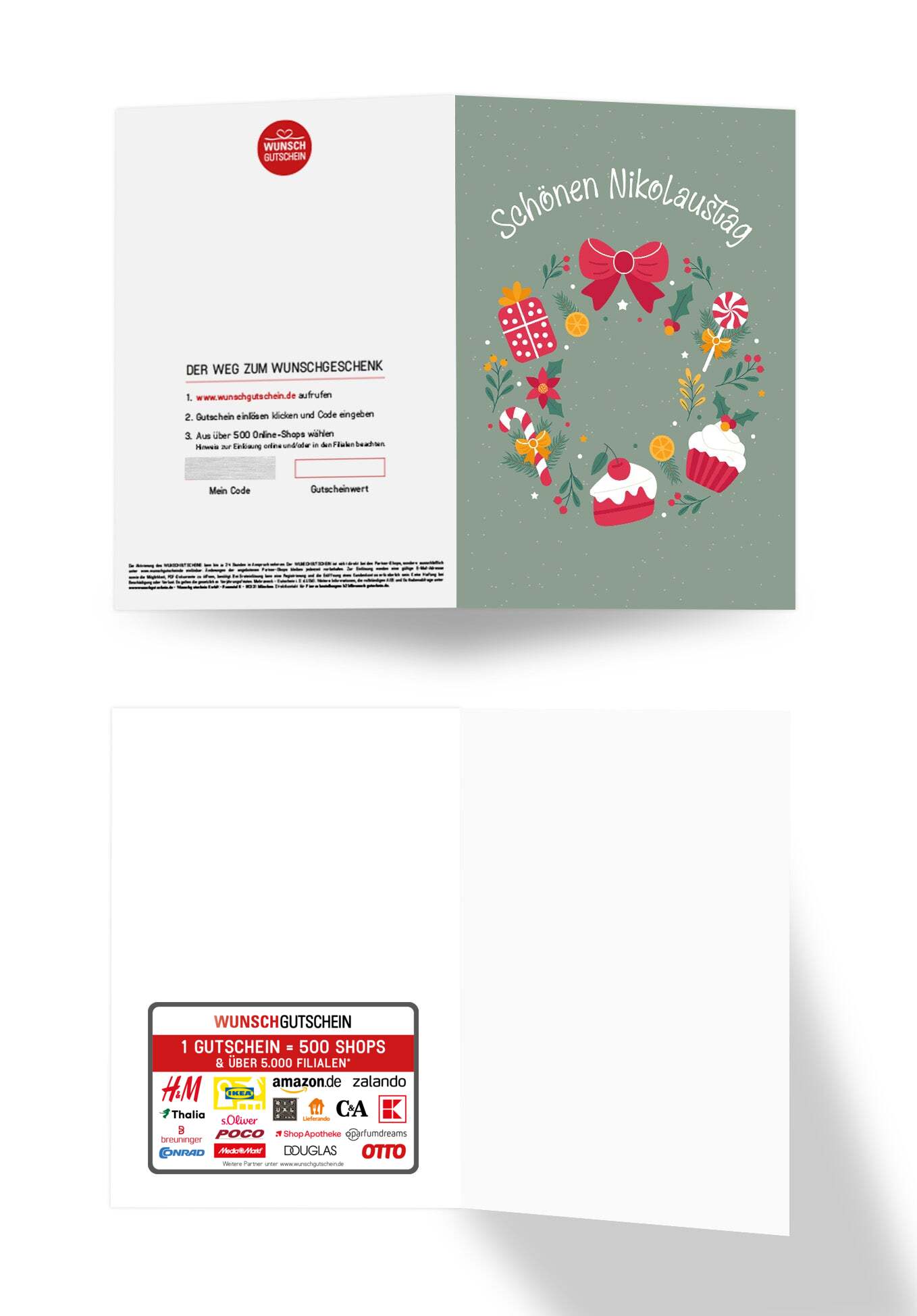 Wunschgutschein Schönen Nikolaustag - Kranz Süßigkeiten – Geschenkgutschein Ansicht 3