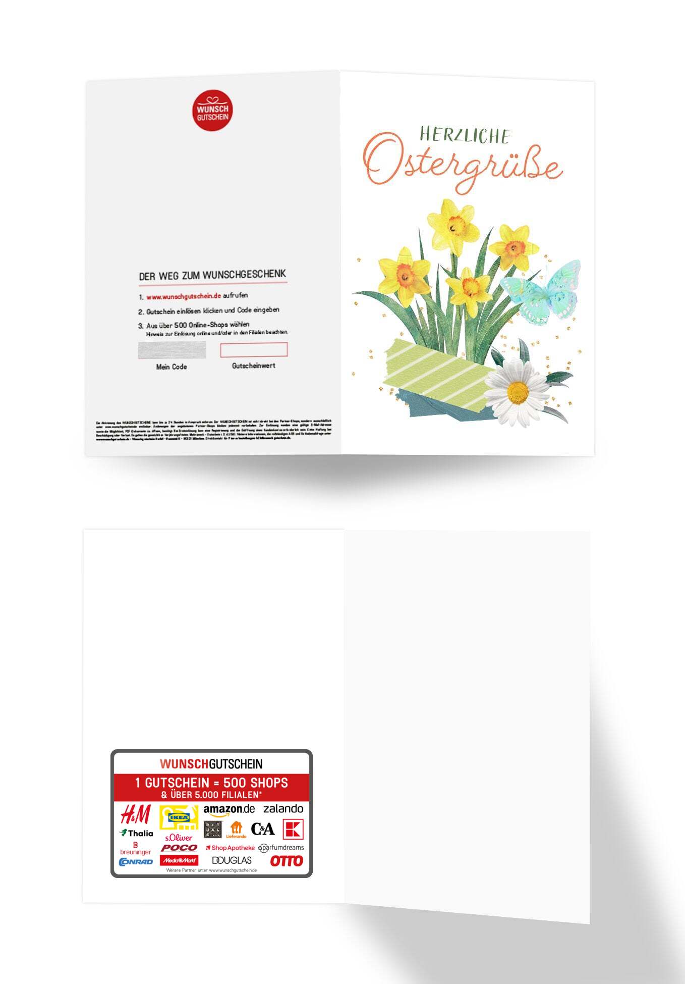 Wunschgutschein Herzliche Ostergrüße - Osterglocken PDF – Geschenkgutschein Ansicht 3