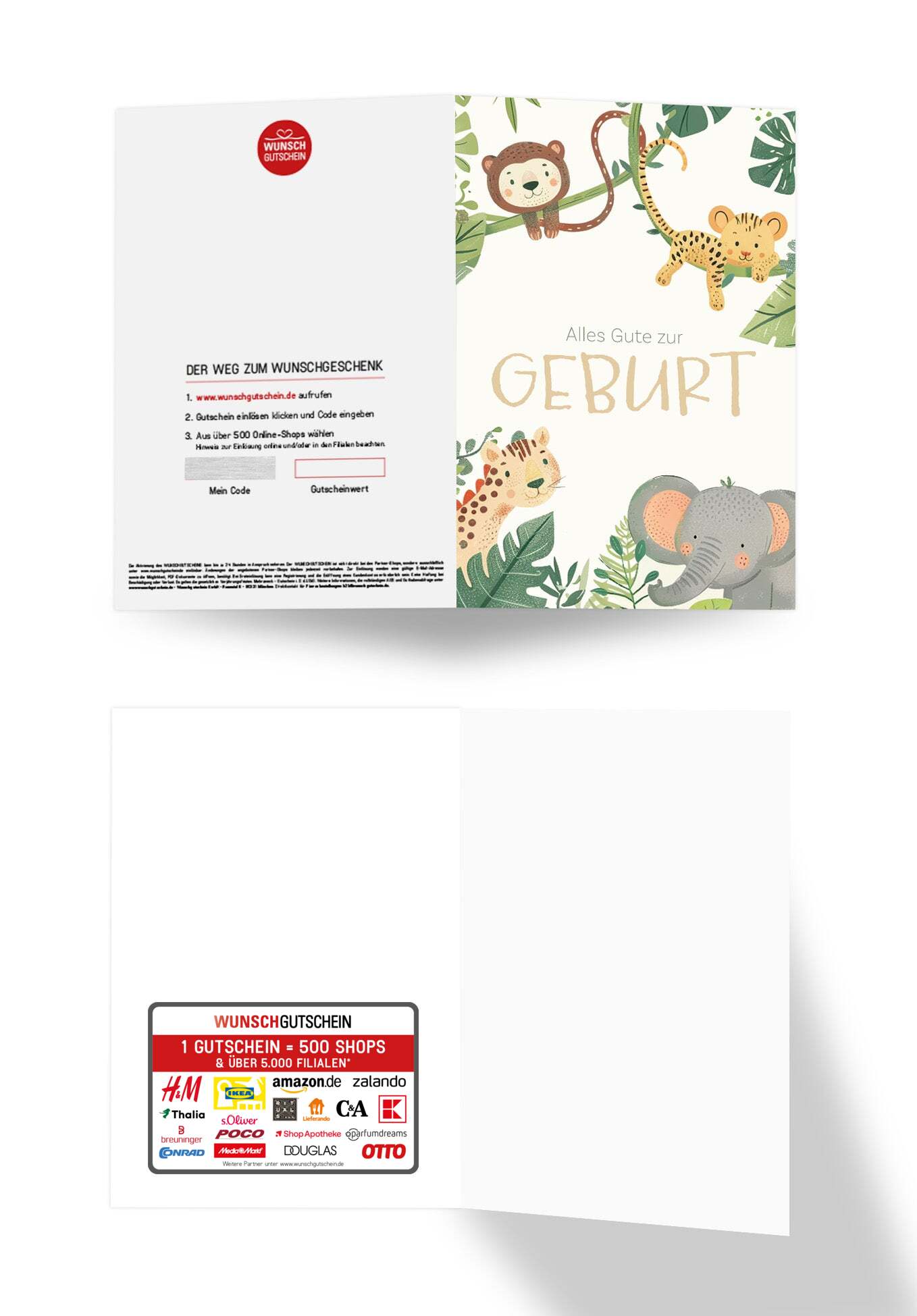 Wunschgutschein Alles Gute zur Geburt - Tiere Beige – Geschenkgutschein Ansicht 3