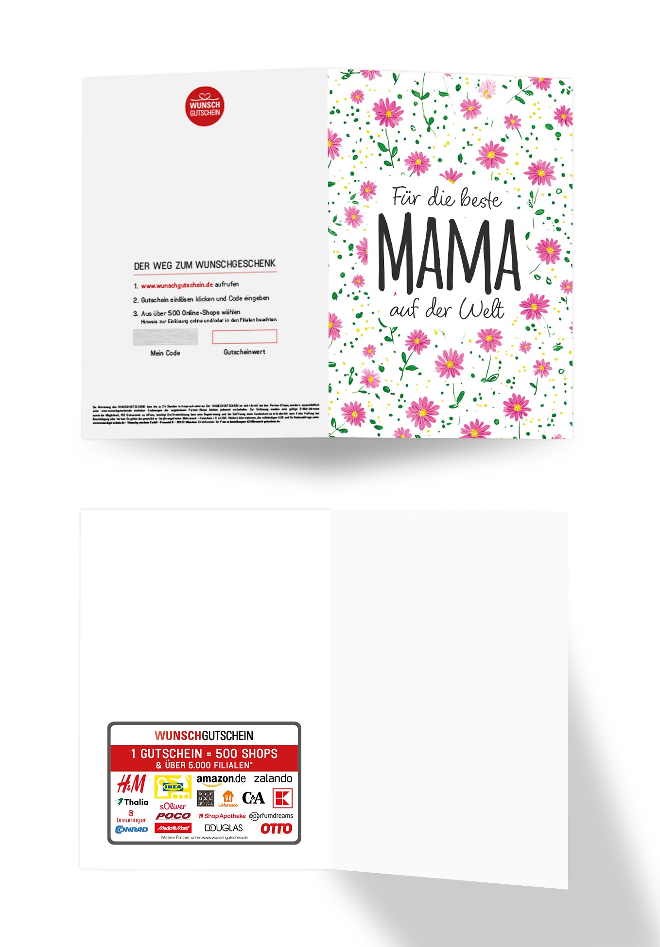 Wunschgutschein Für die beste Mama auf der Welt - Blumenmuster – Geschenkgutschein Ansicht 3