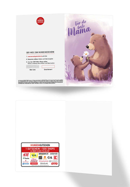 Wunschgutschein Für die beste Mama - Bären Lila – Geschenkgutschein Ansicht 3