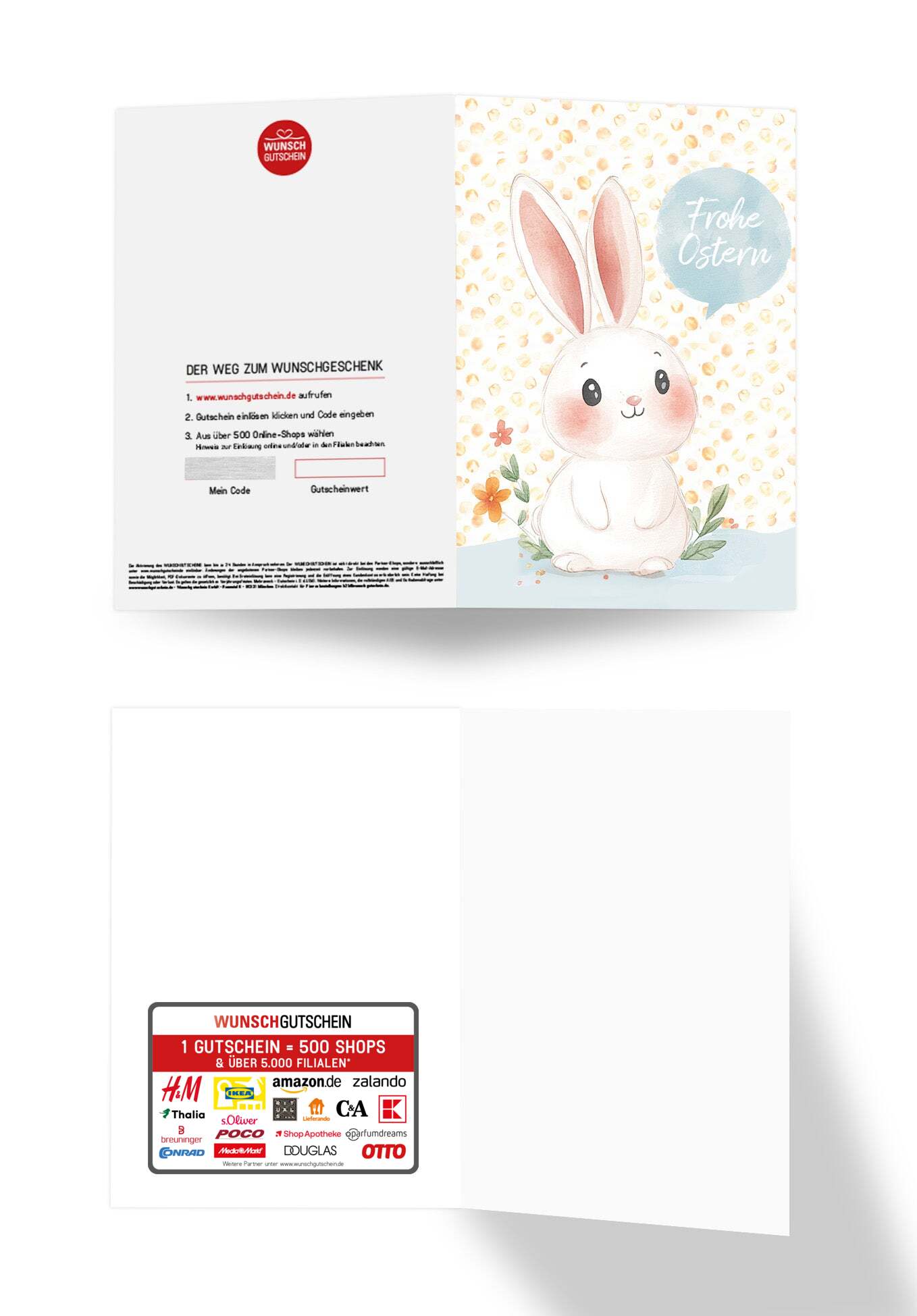 Wunschgutschein Frohe Ostern - Hase Sprechblase – Geschenkgutschein Ansicht 3