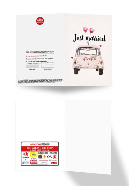 Wunschgutschein Just Married - Auto Weiß PDF – Geschenkgutschein Ansicht 3