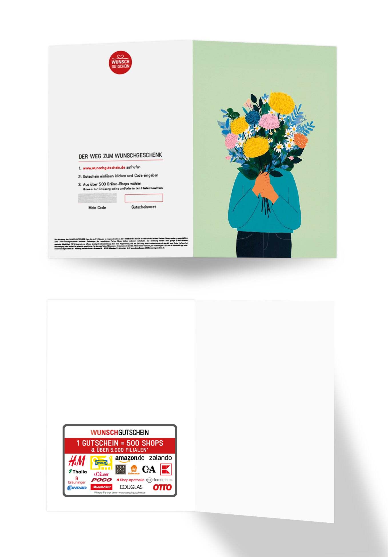 Wunschgutschein Blumenstrauß - Grün PDF – Geschenkgutschein Ansicht 3
