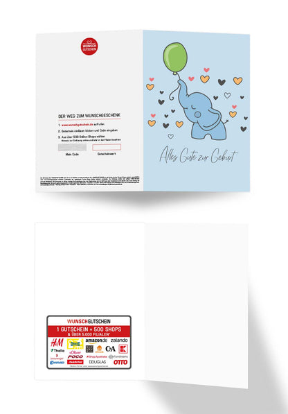 Wunschgutschein Alles Gute zur Geburt - Elefant – Geschenkgutschein Ansicht 3