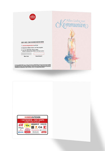 Wunschgutschein Alles Liebe zur Kommunion - Kerze Aquarell PDF – Geschenkgutschein Ansicht 3