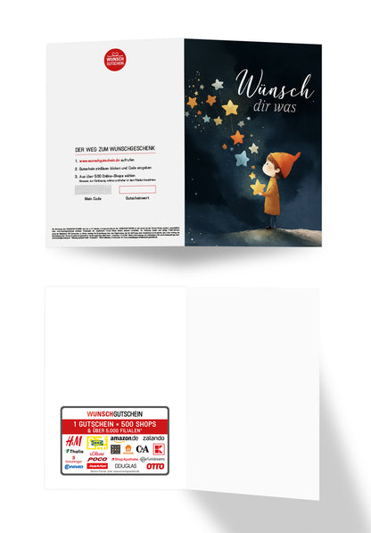 Wunschgutschein Wünsch dir was - Junge und Sterne – Geschenkgutschein Ansicht 3