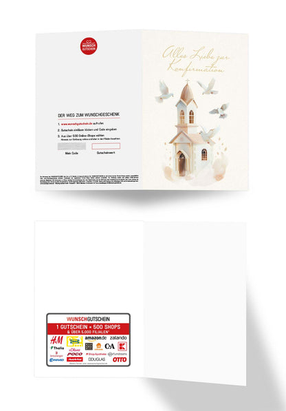 Wunschgutschein Zur Konfirmation - Kirche Beige – Geschenkgutschein Ansicht 3