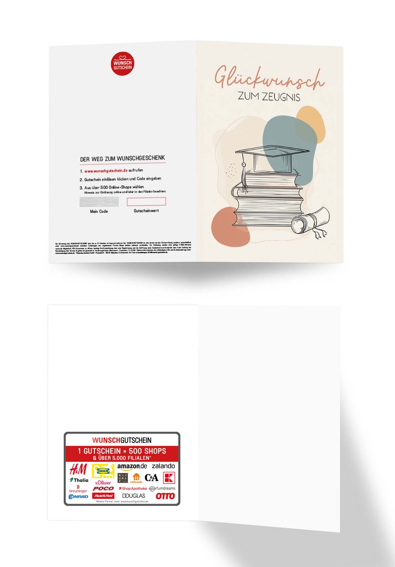 Wunschgutschein Glückwunsch Zeugnis - Bücher und Hut – Geschenkgutschein Ansicht 3
