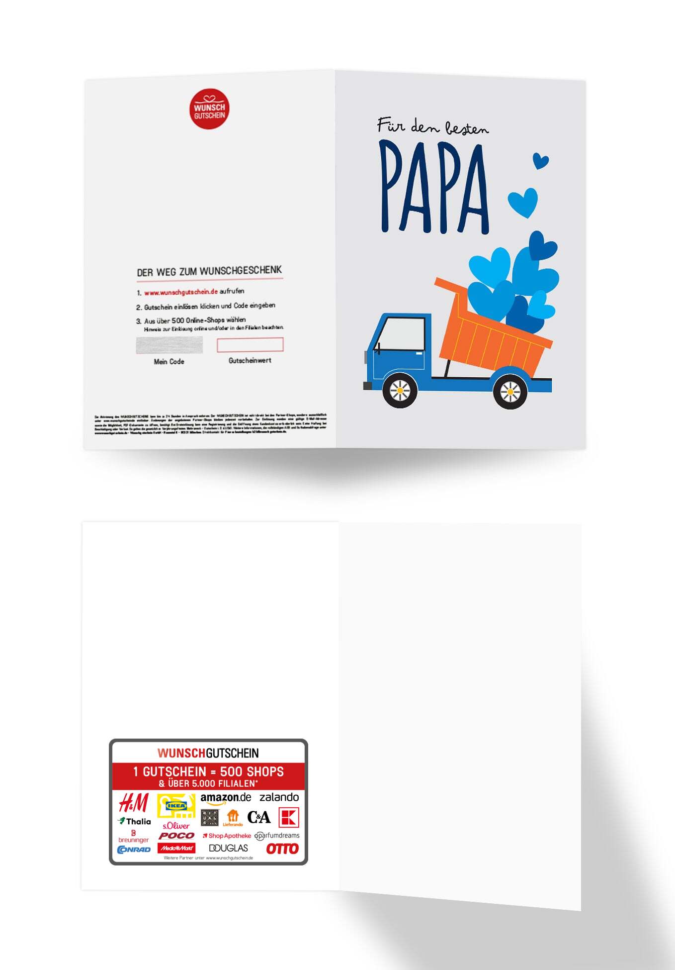 Wunschgutschein Für den besten Papa - Laster Herzen Grau PDF – Geschenkgutschein Ansicht 3