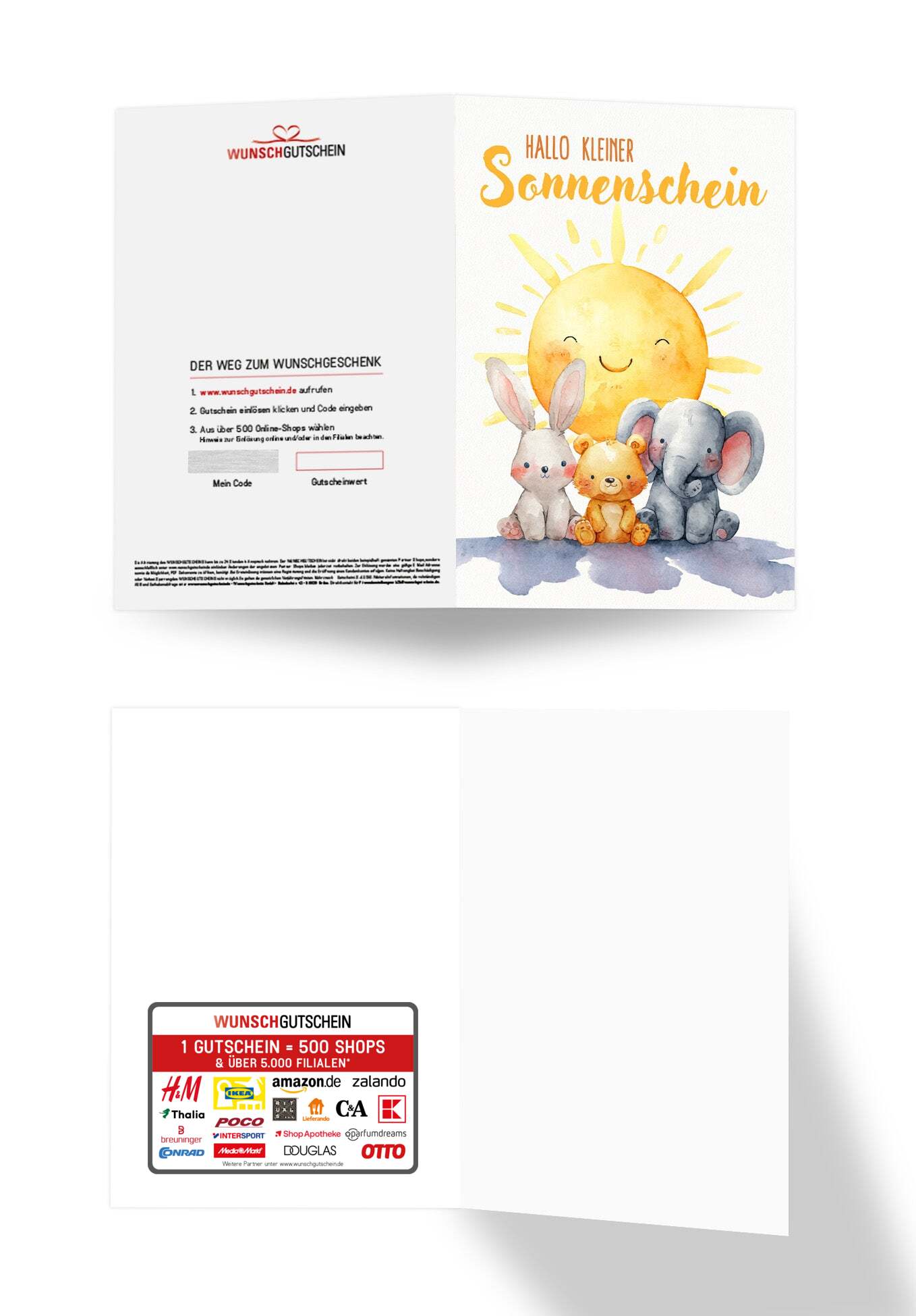 Wunschgutschein Hallo Sonnenschein - Sonne Tiere – Geschenkgutschein Ansicht 3