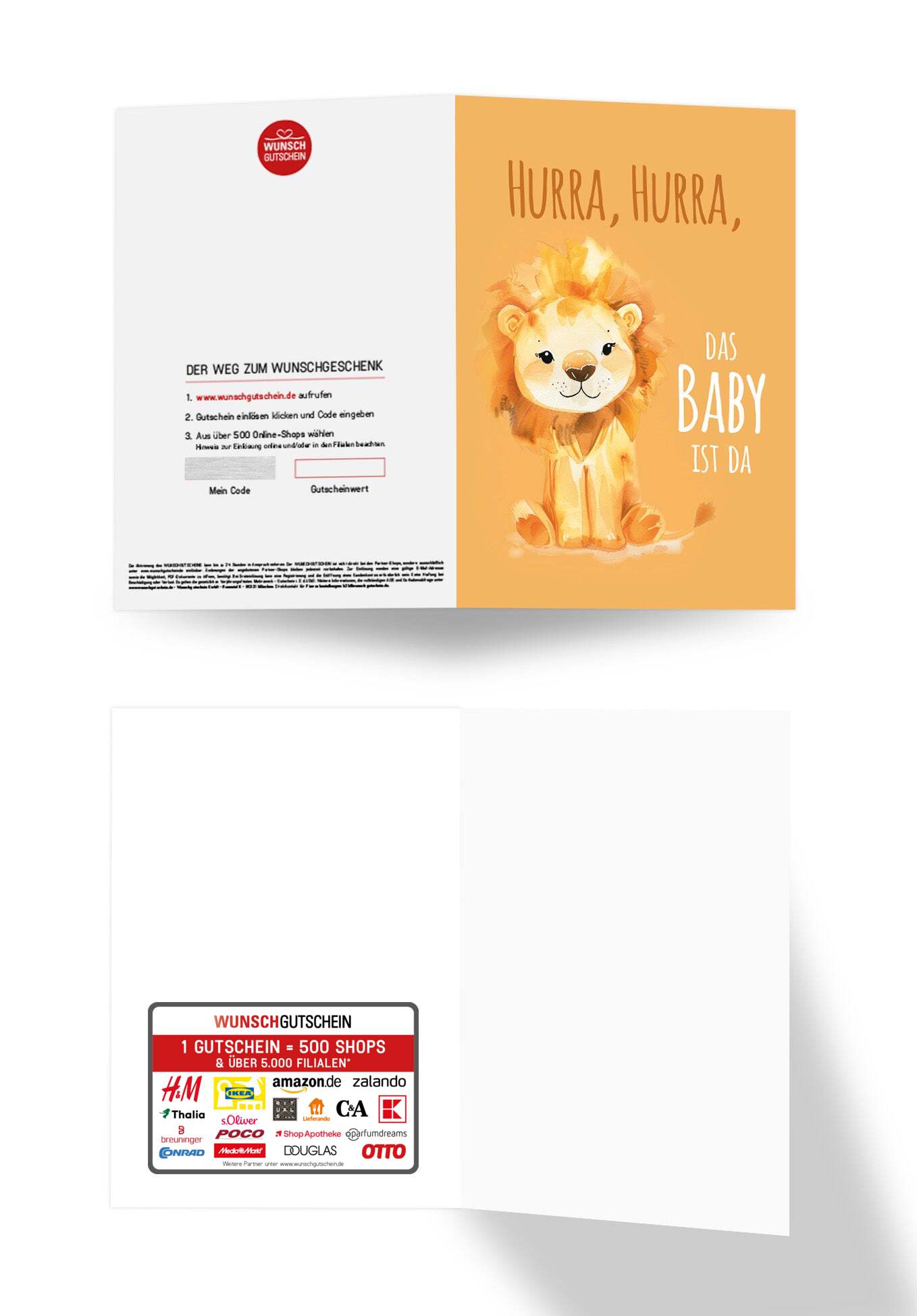 Wunschgutschein Hurra das Baby ist da - Löwe – Geschenkgutschein Ansicht 3