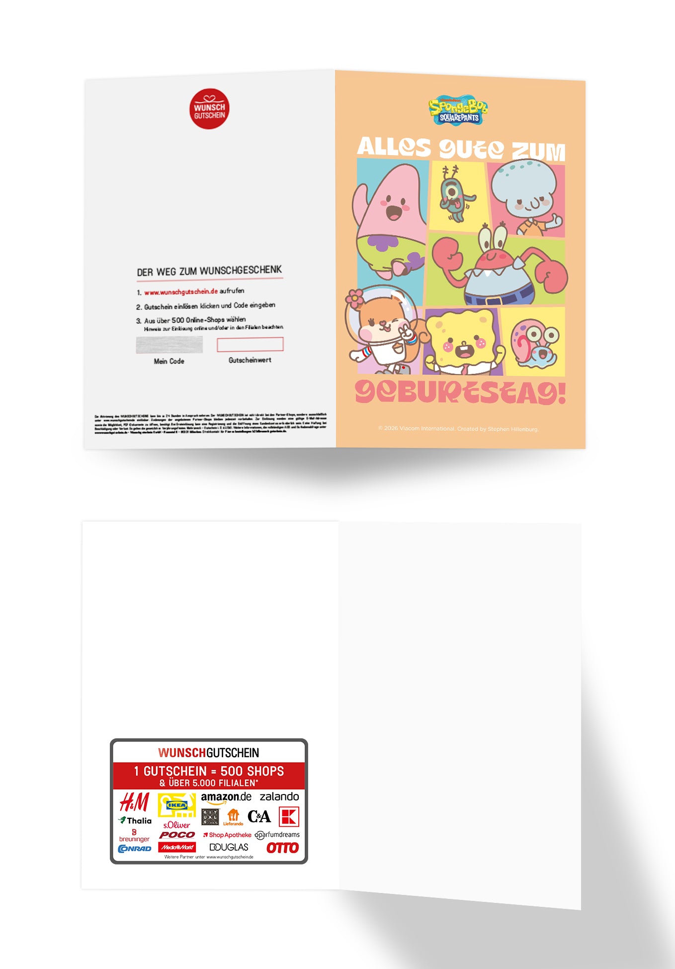 Wunschgutschein Spongebob - Alles Gute zum Geburtstag - Figuren Kacheln PDF – Geschenkgutschein Ansicht 3