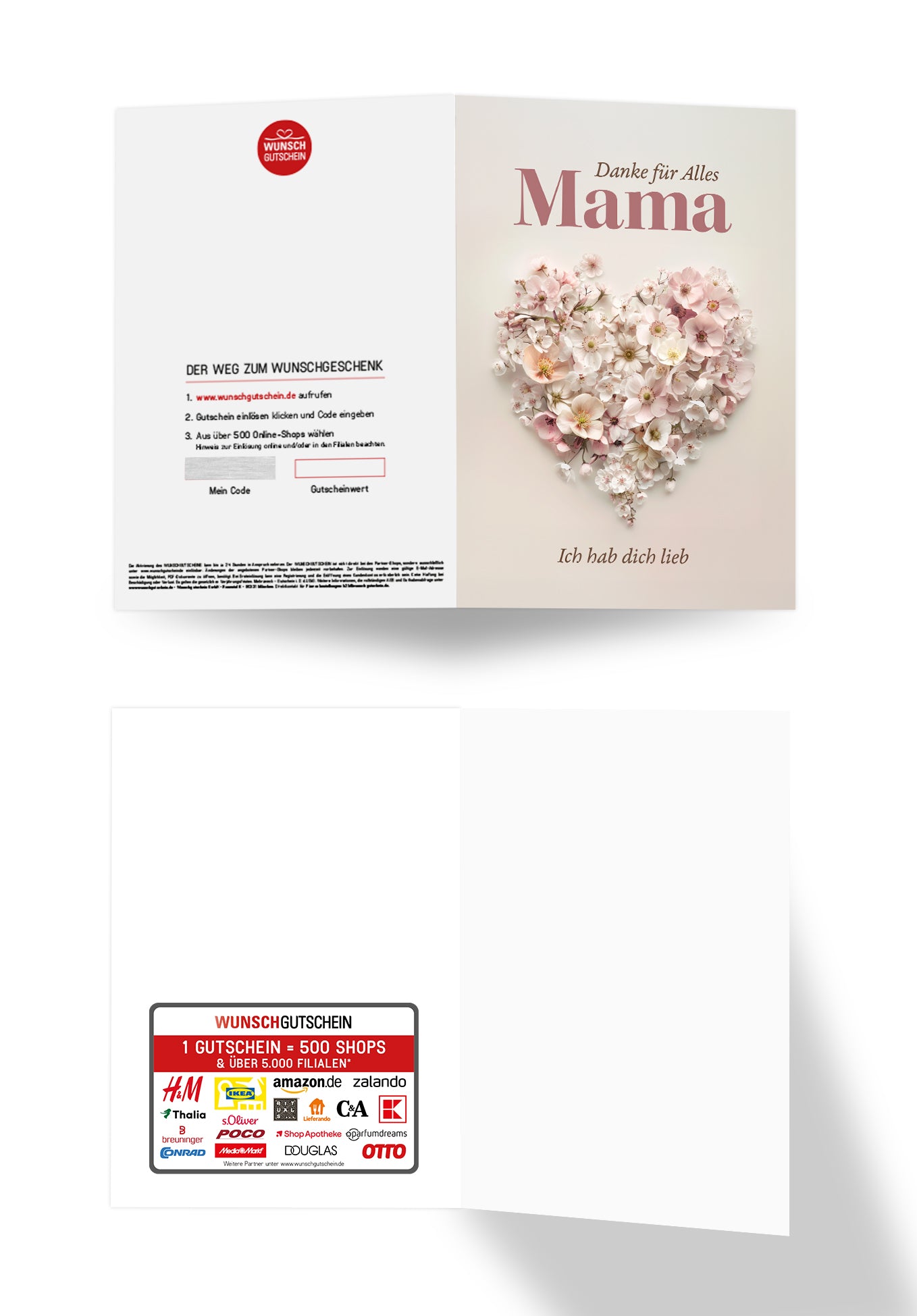 Wunschgutschein Danke für Alles Mama - Blumenherz PDF – Geschenkgutschein Ansicht 3