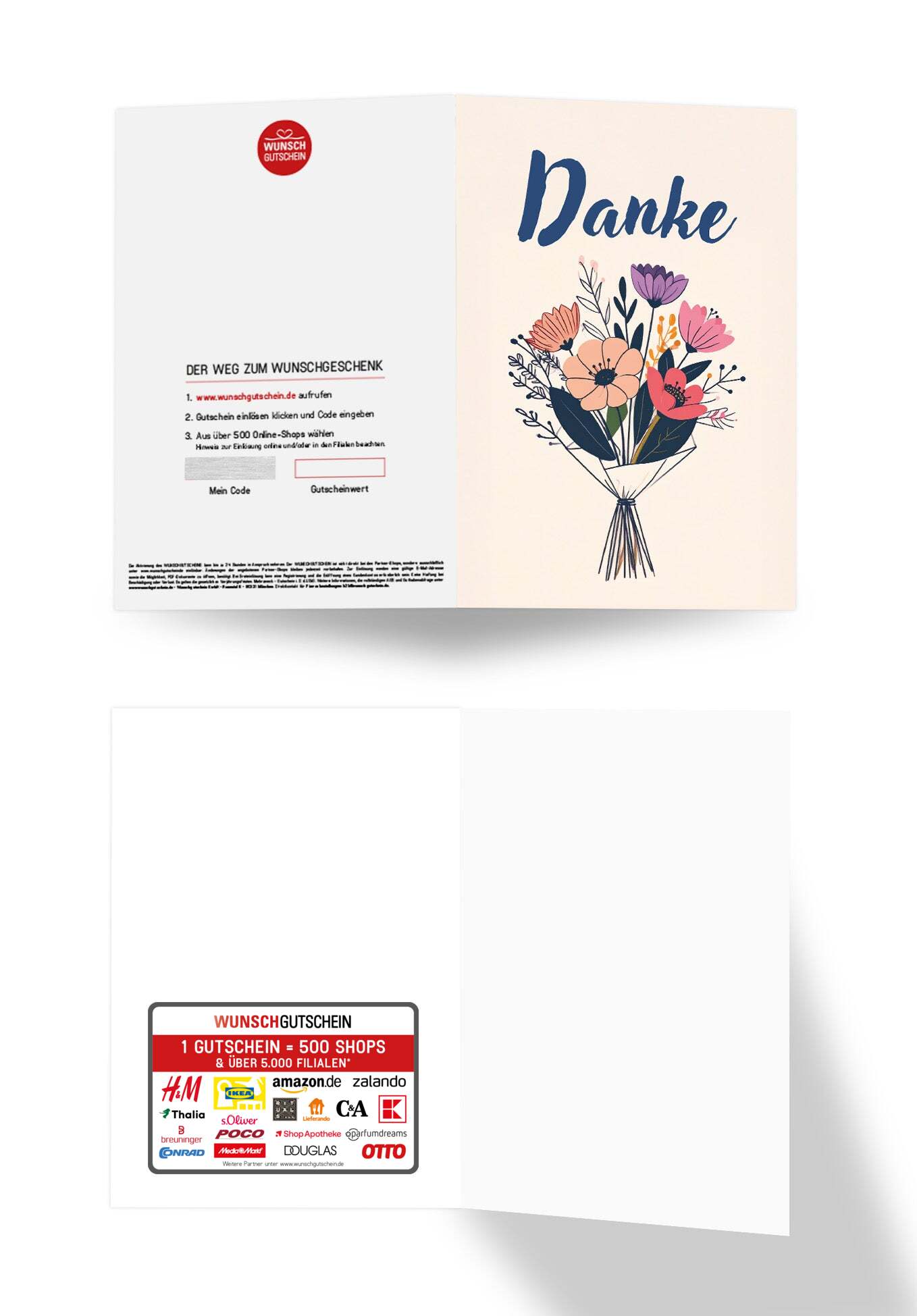 Wunschgutschein Danke - Blumenstrauß Beige – Geschenkgutschein Ansicht 3