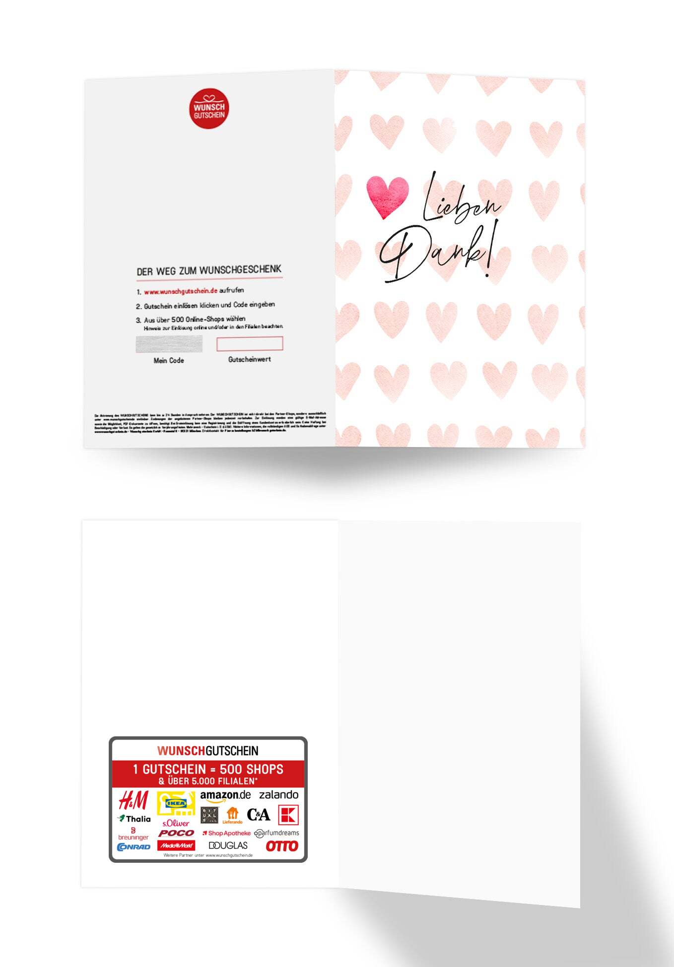 Wunschgutschein Lieben Dank - Herzen Aquarell – Geschenkgutschein Ansicht 3