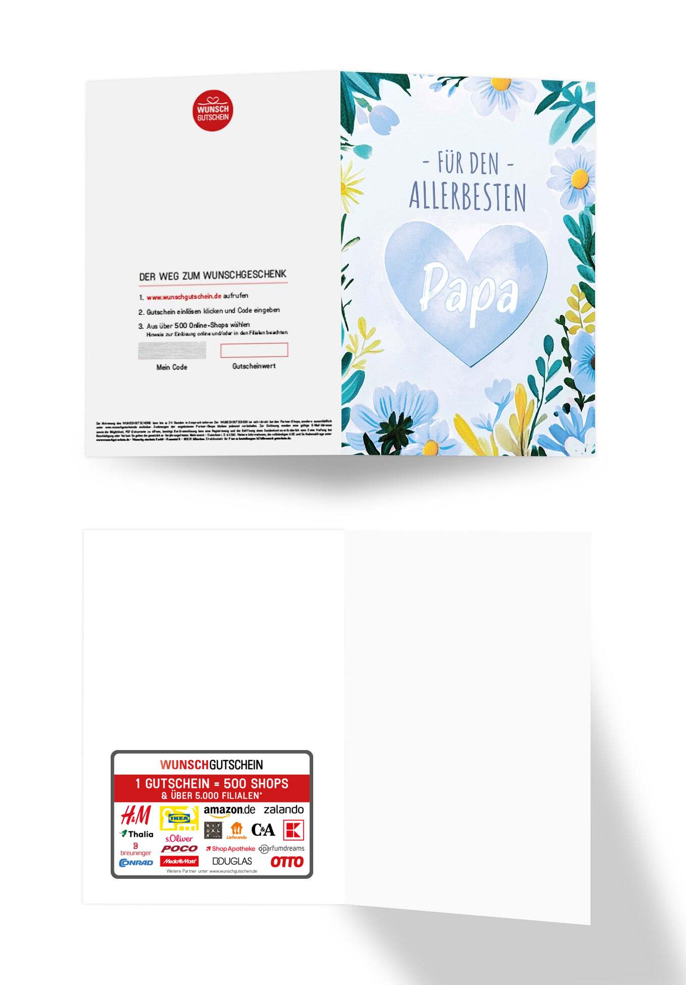 Wunschgutschein Für den allerbesten Papa - Herz Blumen – Geschenkgutschein Ansicht 3