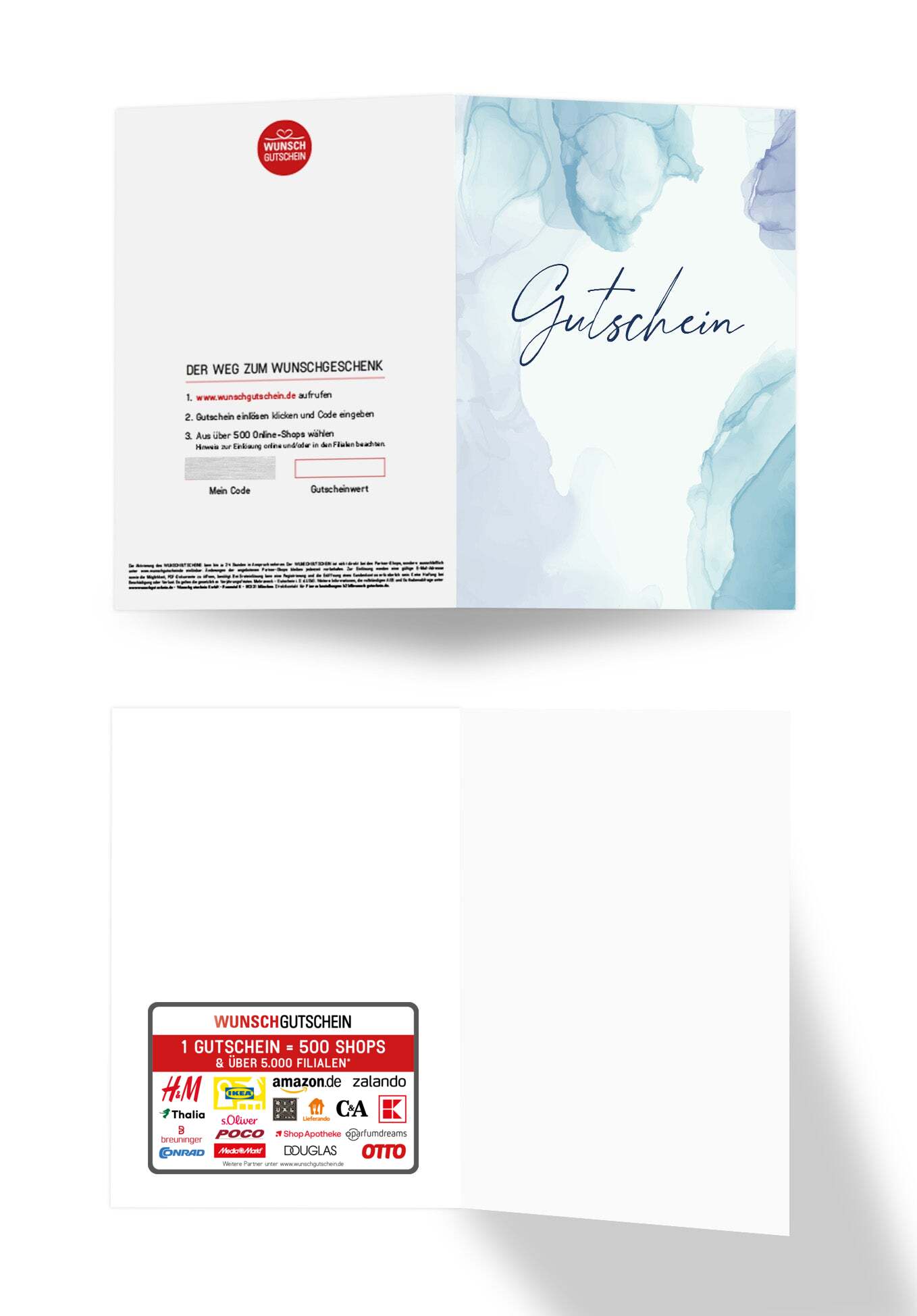 Wunschgutschein Gutschein - Aquarell blau – Geschenkgutschein Ansicht 3