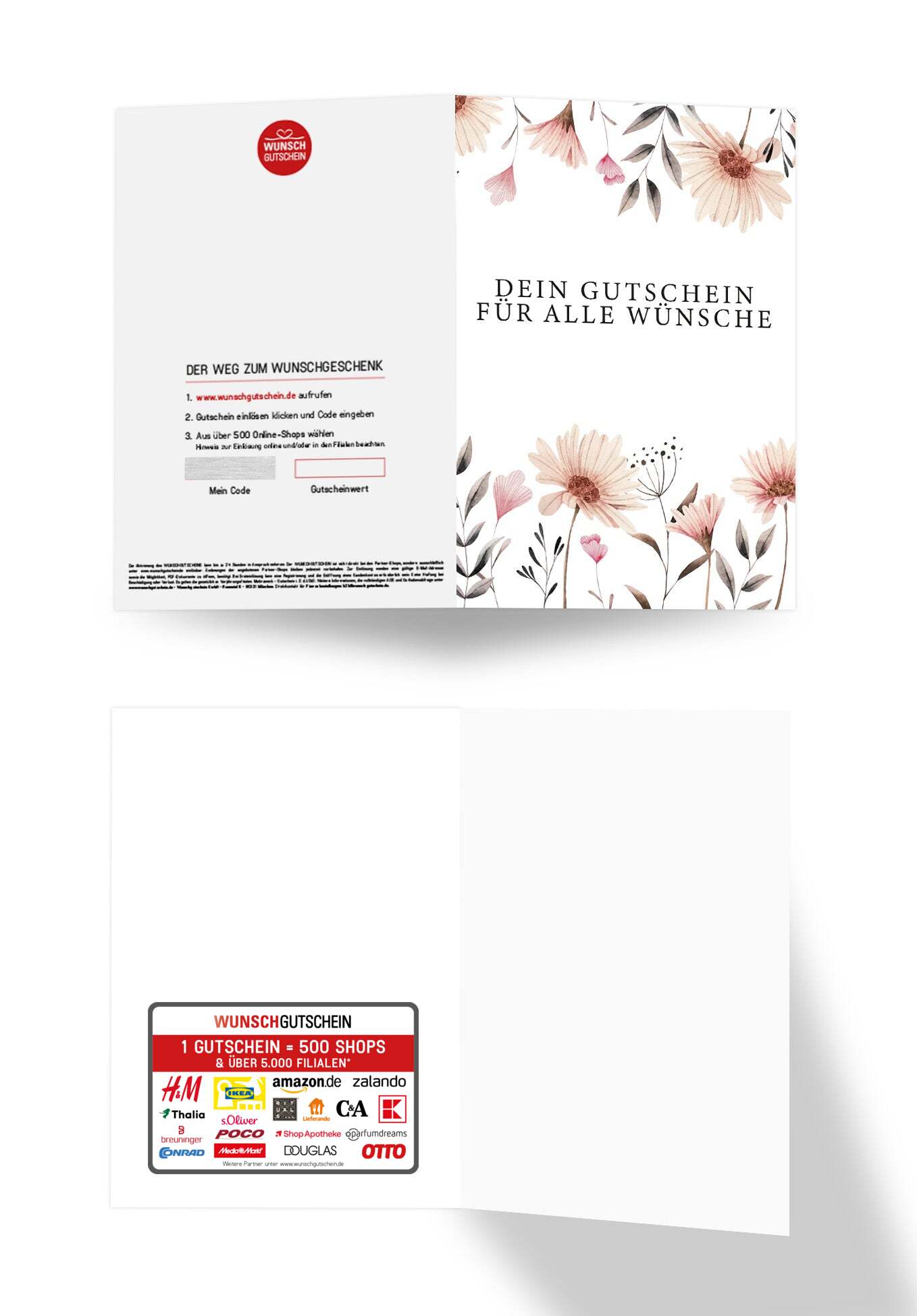 Wunschgutschein Für alle Wünsche - Blumen weiß – Geschenkgutschein Ansicht 3