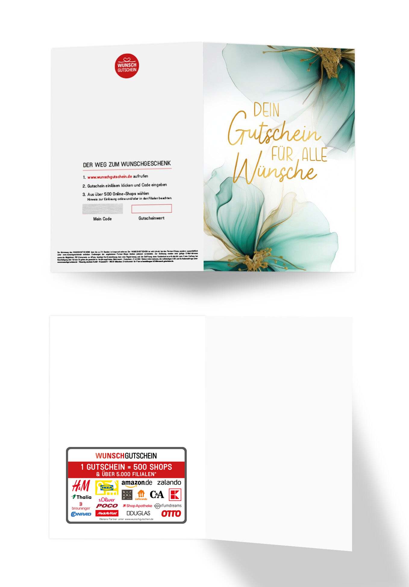 Wunschgutschein Für alle Wünsche - Blumen Grün Gold – Geschenkgutschein Ansicht 3