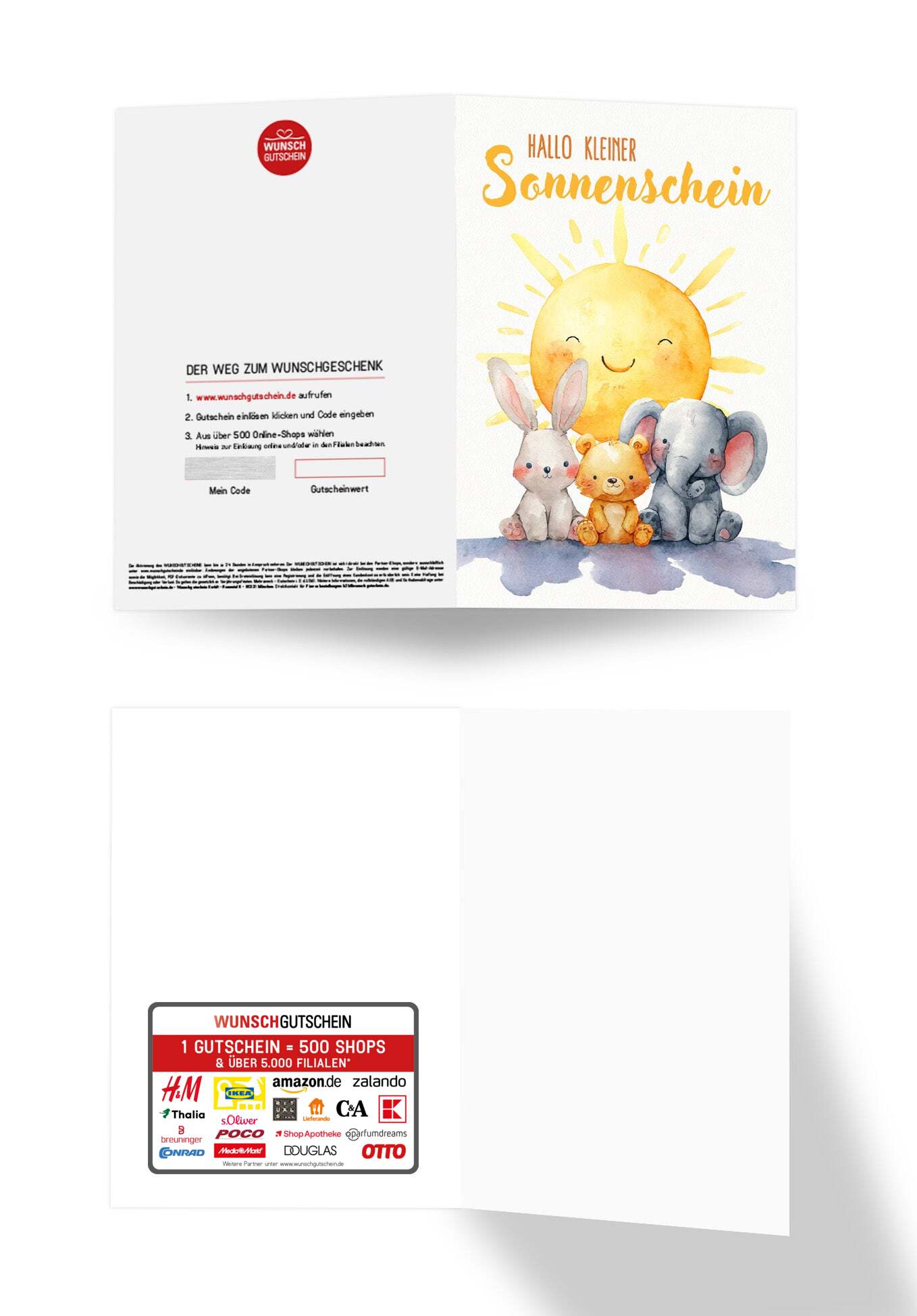 Wunschgutschein Hallo Sonnenschein - Sonne Tiere – Geschenkgutschein Ansicht 3