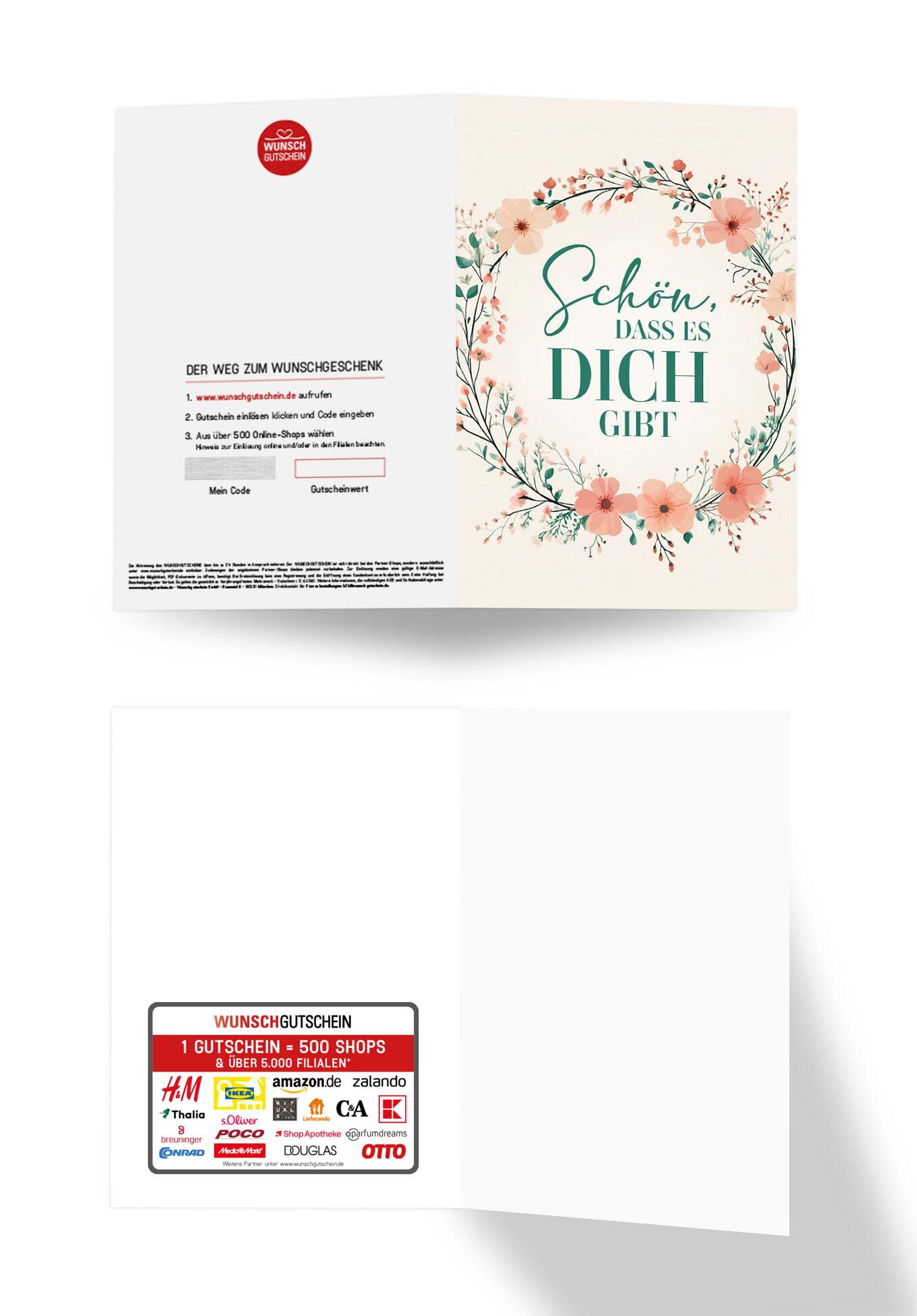 Wunschgutschein Schön dass es dich gibt - Blumenkranz – Geschenkgutschein Ansicht 3