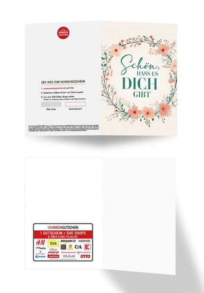 Wunschgutschein Schön dass es dich gibt - Blumenkranz – Geschenkgutschein Ansicht 3