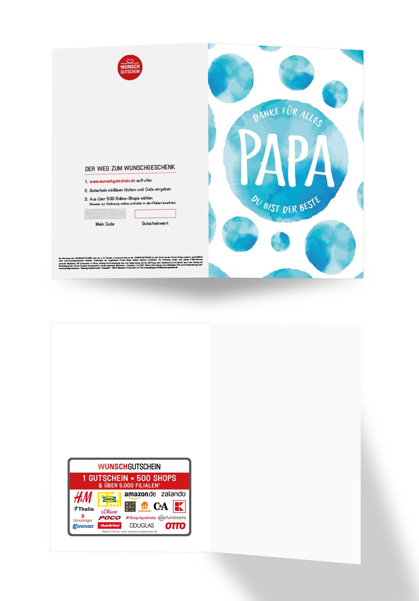 Wunschgutschein Danke für alles Papa - Aquarell Kreise Blau – Geschenkgutschein Ansicht 3