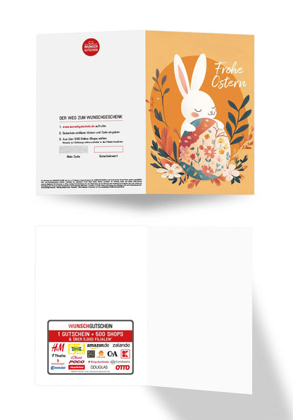 Wunschgutschein Frohe Ostern - Hase Orange – Geschenkgutschein Ansicht 3
