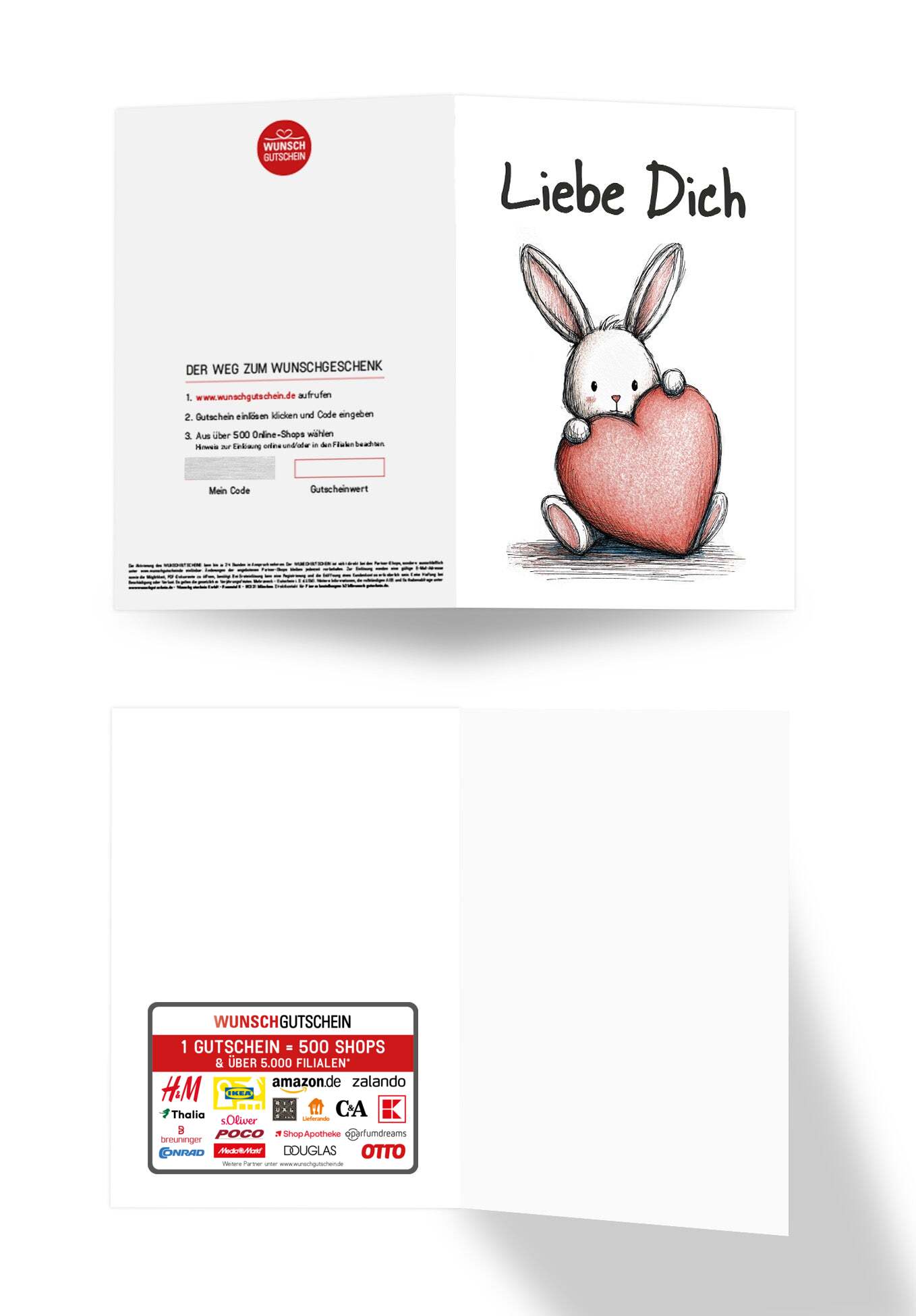Wunschgutschein Liebe Dich - Hase Herz – Geschenkgutschein Ansicht 3