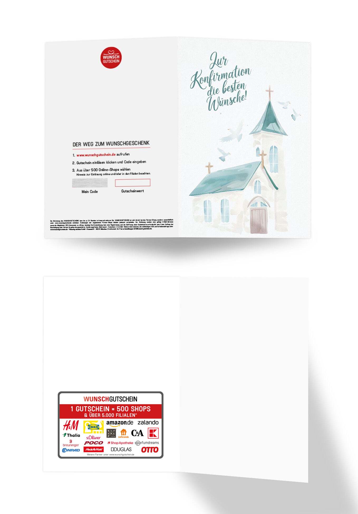 Wunschgutschein Zur Konfirmation - Kirche Grün – Geschenkgutschein Ansicht 3