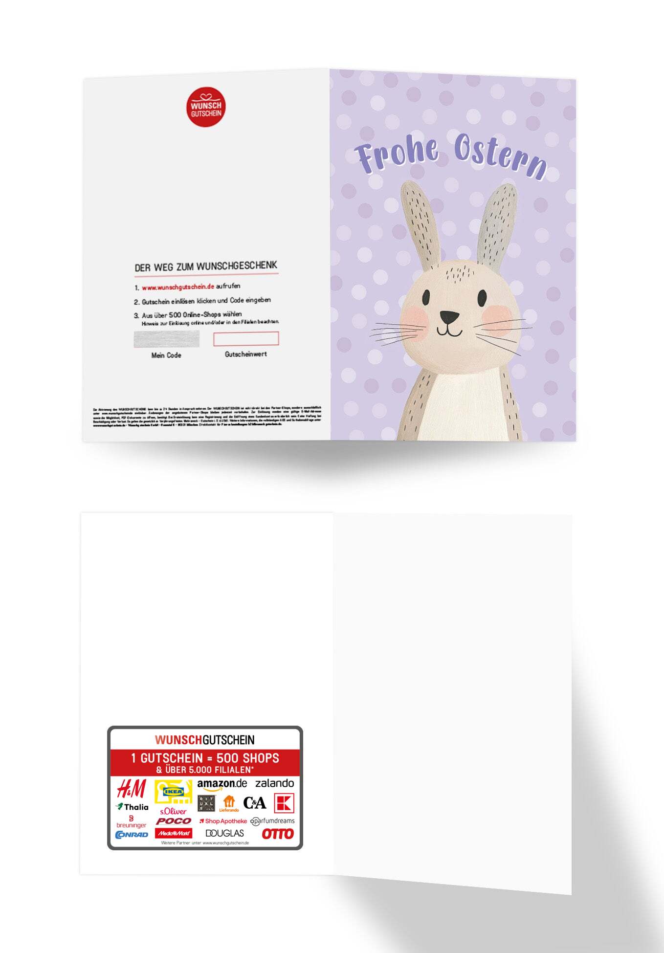 Wunschgutschein Frohe Ostern - Hase Pastellila PDF – Geschenkgutschein Ansicht 3