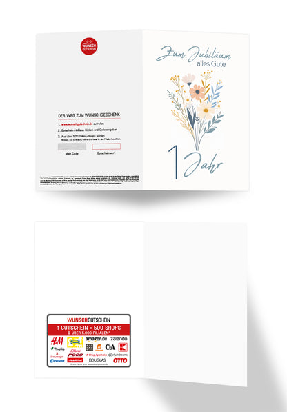 Wunschgutschein 1 Jahr - Blumenstrauß Weiß – Geschenkgutschein Ansicht 3