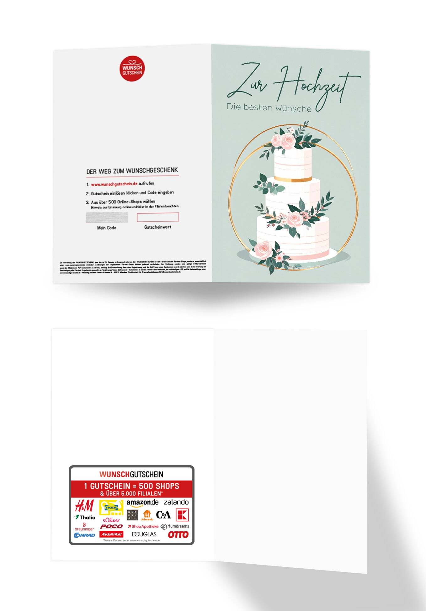 Wunschgutschein Zur Hochzeit die besten Wünsch - Torte Rosen PDF – Geschenkgutschein Ansicht 3